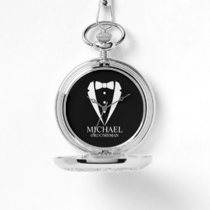 Black Wedding Tuxedo Anzug Personalisierte Trauzeu Armbanduhr