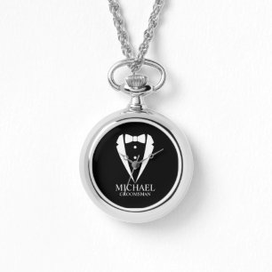 Black Wedding Tuxedo Anzug Personalisierte Trauzeu Armbanduhr