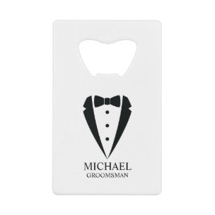 Black Wedding Tuxedo Anzug Personalisierte Trauzeu Geldbeutel Flaschenöffner