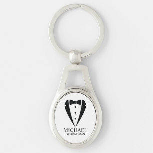 Black Wedding Tuxedo Anzug Personalisierte Trauzeu Schlüsselanhänger