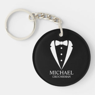 Black Wedding Tuxedo Anzug Personalisierte Trauzeu Schlüsselanhänger
