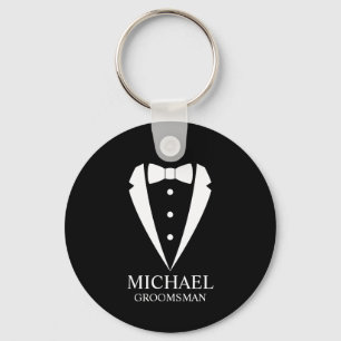 Black Wedding Tuxedo Anzug Personalisierte Trauzeu Schlüsselanhänger