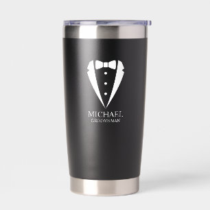 Black Wedding Tuxedo Anzug Personalisierte Trauzeu Thermobecher