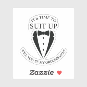 Black Wedding Tuxedo Anzug Trauzeuge Vorschlag Aufkleber