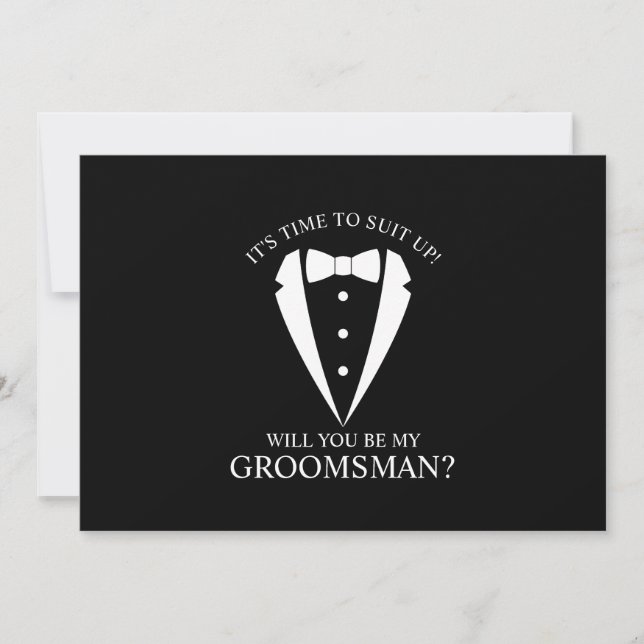 Black Wedding Tuxedo Anzug Trauzeuge Vorschlag Einladung (Vorderseite)