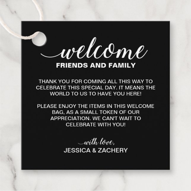 Black Wedding Willkommensgeschenktasche Geschenkanhänger (Vorderseite)