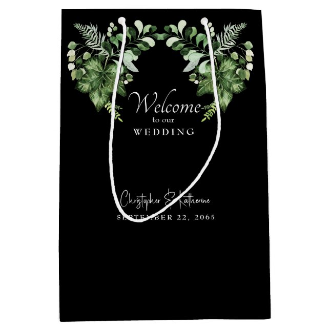 Black Wedding Willkommensgrün Gefallen Mittlere Geschenktüte (Vorderseite)