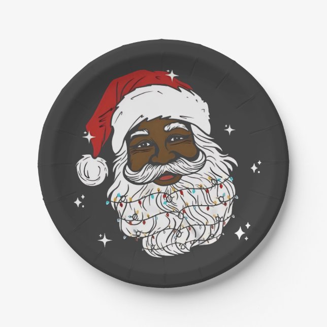 Black WeihWeihWeihnachts-Schwarze Geschichte Xmas Pappteller (Vorderseite)