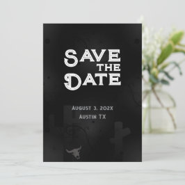 Black Western Goth Foto Save the Date Card