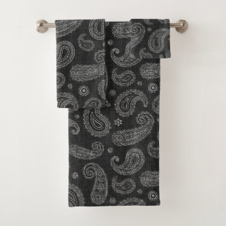 Black Western Paisley Badhandtuch Set