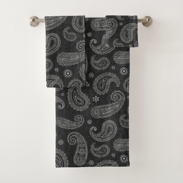 Black Western Paisley  Badhandtuch Set (Insitu)