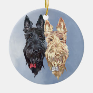 Black & Wheaten Scottish Terriers Keramik Ornament