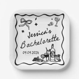 Black Whimsical Beach Junggeselinnen-Abschied Pappteller