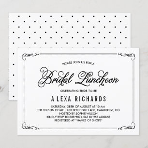 Black Whimsical Borders Bridal Luncheon Einladung
