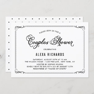 Black Whimsical Borders Couples Dusche Einladung