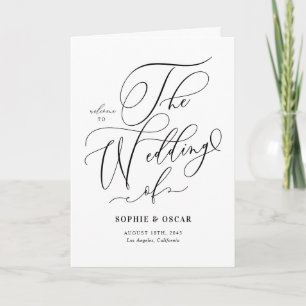 Black Whimsical Calligraphy Wedding Programm