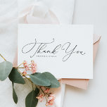Black Whimsical Calligraphy Wedding Vielen Dank Postkarte<br><div class="desc">Schicken Sie uns einen Dank mit dieser personalisierbaren Hochzeit danke Postcard. Es zeichnet sich durch Kalligraphie und klassische Typografie aus. Personalisieren Sie diese,  indem Sie Ihre Daten hinzufügen. Diese elegante Hochzeit danke Ihnen Postcard wird auch perfekt sein,  wie ein Paar Schreibwaren und mehr.</div>