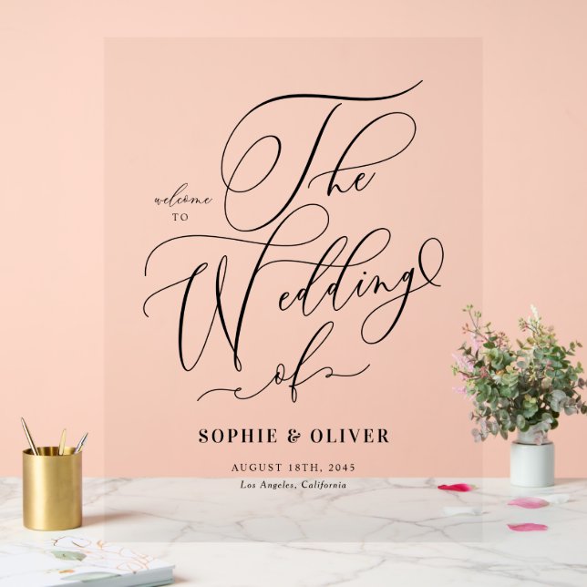 Black Whimsical Calligraphy Wedding Welcome (Mariage)