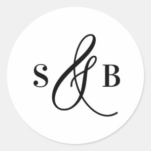 Black Whimsical Calligraphy Wedgram Runder Aufkleber