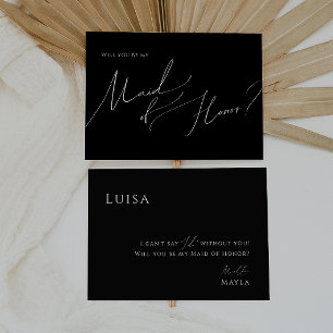 Black Whimsisical Script Trauzeugin Vorschlag Card Einladung