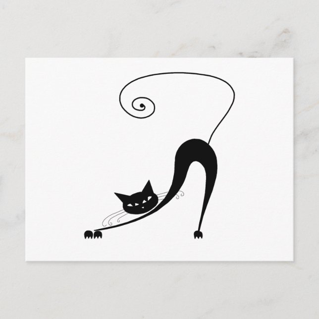 Black Whimsy Kitty 2 Postkarte (Vorderseite)