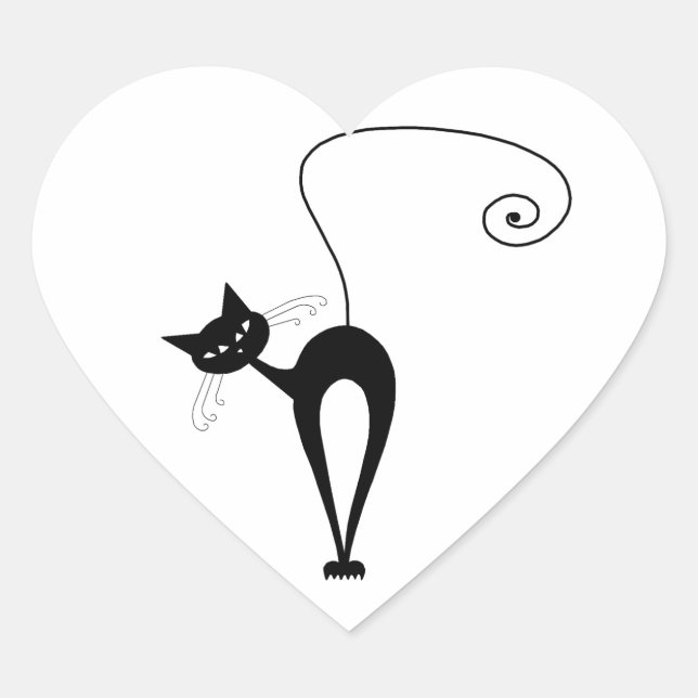 Black Whimsy Kitty 3 Herz-Aufkleber (Vorderseite)