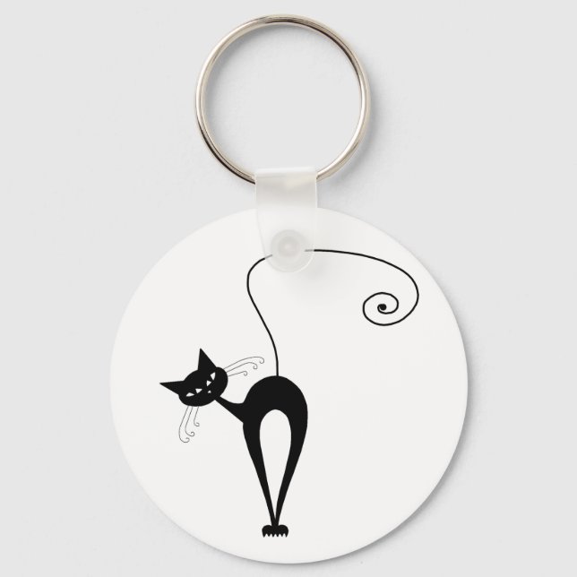 Black Whimsy Kitty 3 Schlüsselanhänger (Vorderseite)