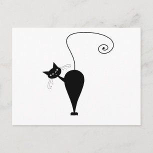 Black Whimsy Kitty 5 Postkarte