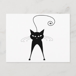 Black Whimsy Kitty 6 Postkarte