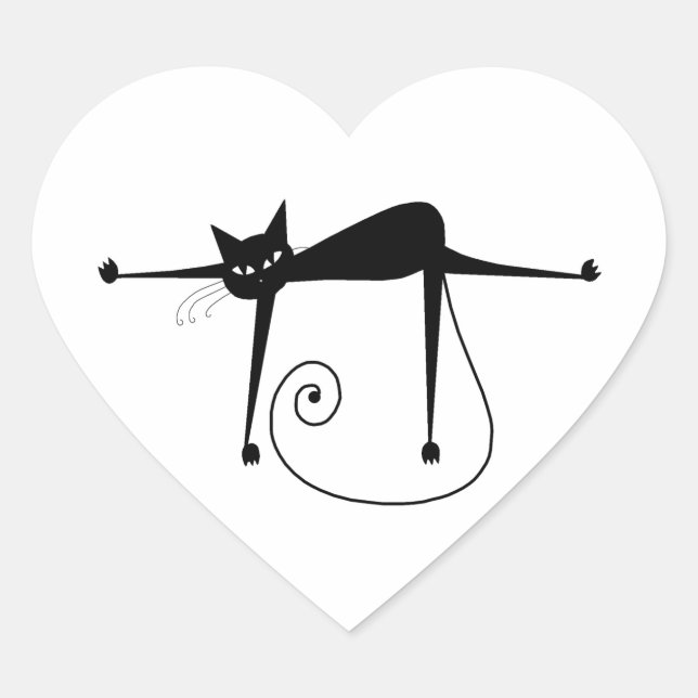 Black Whimsy Kitty 8 Herz-Aufkleber (Vorderseite)