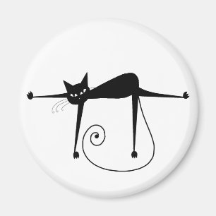Black Whimsy Kitty 8 Magnet