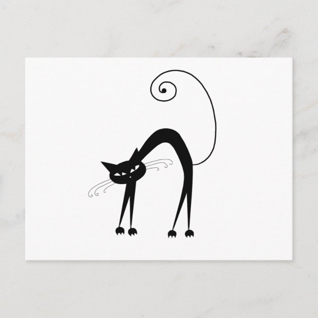 Black Whimsy Kitty 9 Postkarte (Vorderseite)