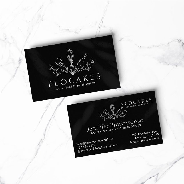 Black Whisk Konditorei Koch Zuhause Bäckerei Café  Visitenkarte (BAKERY PASTRY CHEF COOK CAKE event planner business)