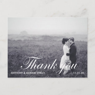 Black & White 2 Foto Wedding Danke Postcard Postkarte