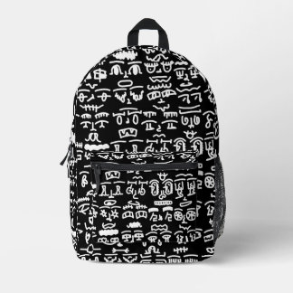 Black & White Abstract Doodle Backpack – Modern Mi Bedruckter Rucksack