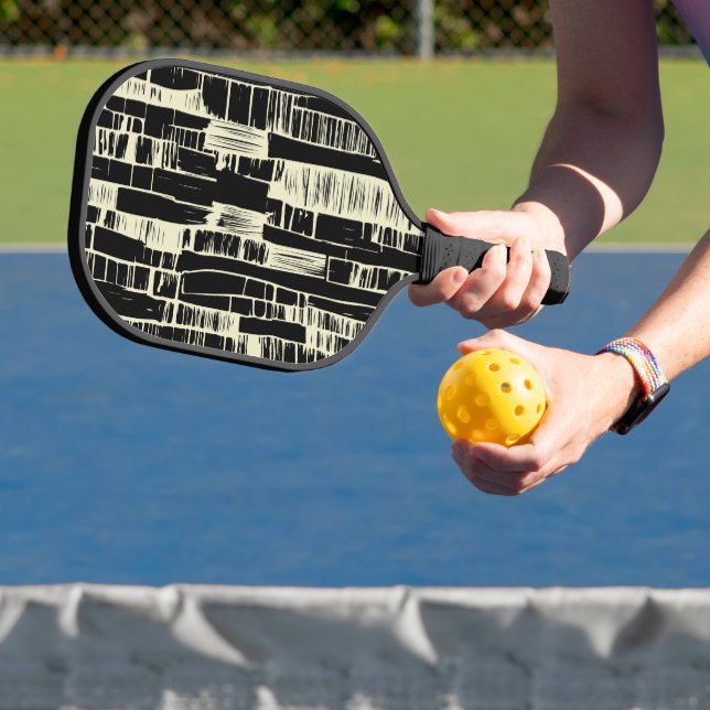 Black &white abstract modern Pickleball Paddle (InSitu)