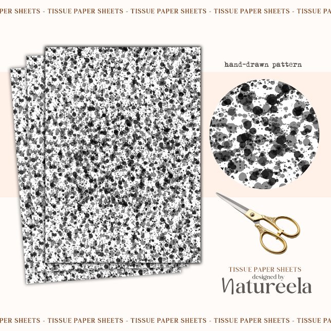 Black White Abstract Splashes Collage Tissue Paper Seidenpapier (Von Creator hochgeladen)