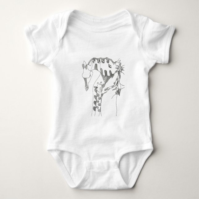 Black & white abstract stick  tapestries wood wall baby strampler (Vorderseite)