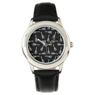 Black & White Acoustic Gitarren Design Musik Threa Armbanduhr
