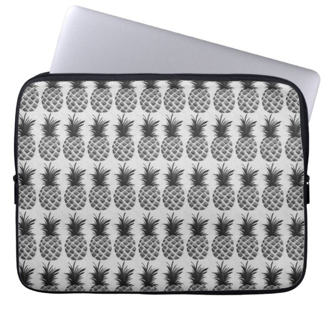 Black&white Ananas Laptopschutzhülle (Vorderseite)