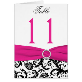 Black, White, and Fuchsia Damask Table Number Card