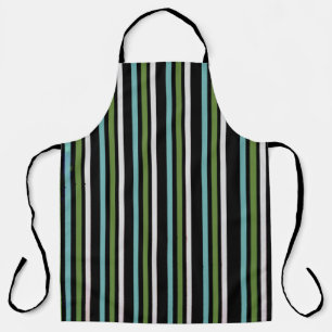 Black, white, and green stripe digital schürze