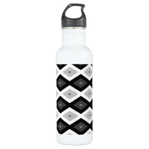 Black, white and grey diamond pattern edelstahlflasche