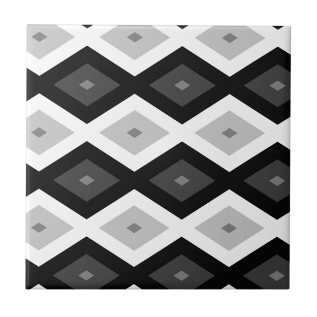 Black, white and grey diamond pattern fliese (Vorderseite)