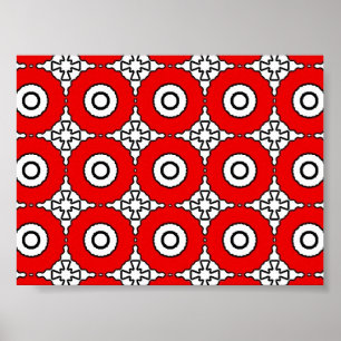Black white and red circles Print Poster