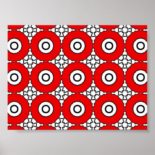 Black white and red circles Print Poster (Vorne)