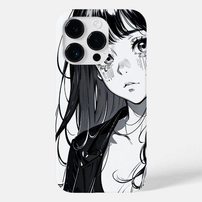 Black & White Anime Girl Case-Mate iPhone 14 Pro Hülle (Rückseite)