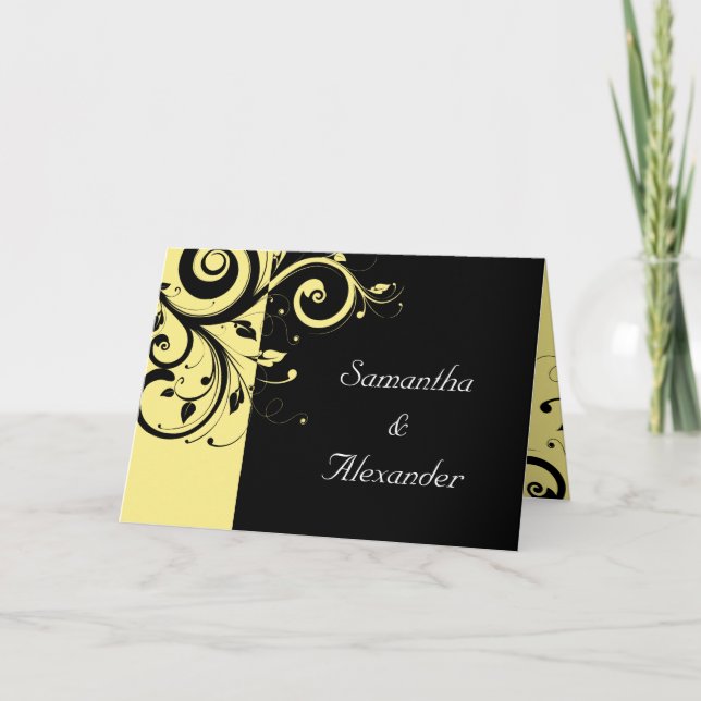 Black+White ANY COLOR Swirl Wedding Einladung (Vorderseite)