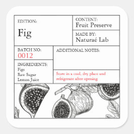 Black & White Apothecary Fig label Quadratischer Aufkleber