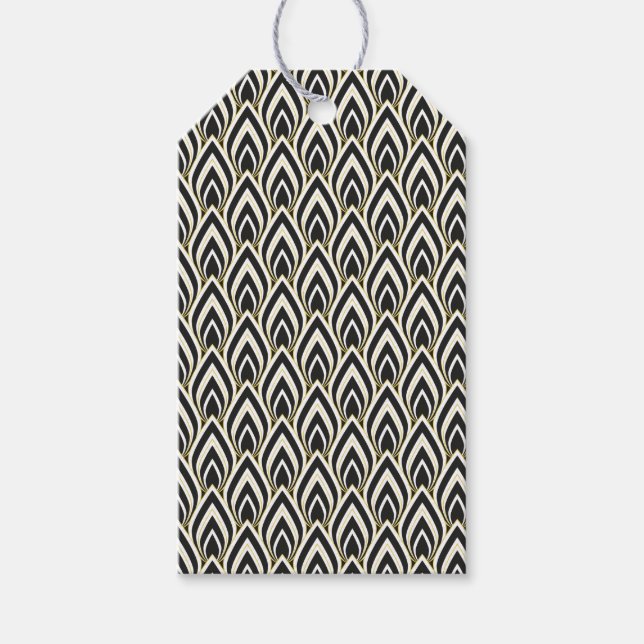 Black & White Art Deco  Geschenkanhänger (Vorderseite)